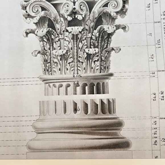 Vintage 80s Column Us Capitol Architectural Rendering Poster by Architect 1854 - Picture 2 of 6